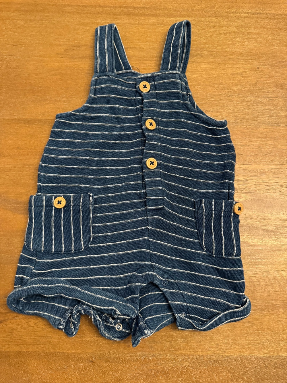 Cat & Jack Navy Stripe Button-Front Overalls